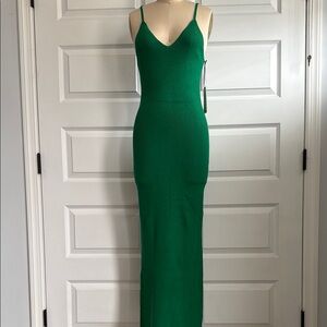Elegant Green knit Sleeveless Dress